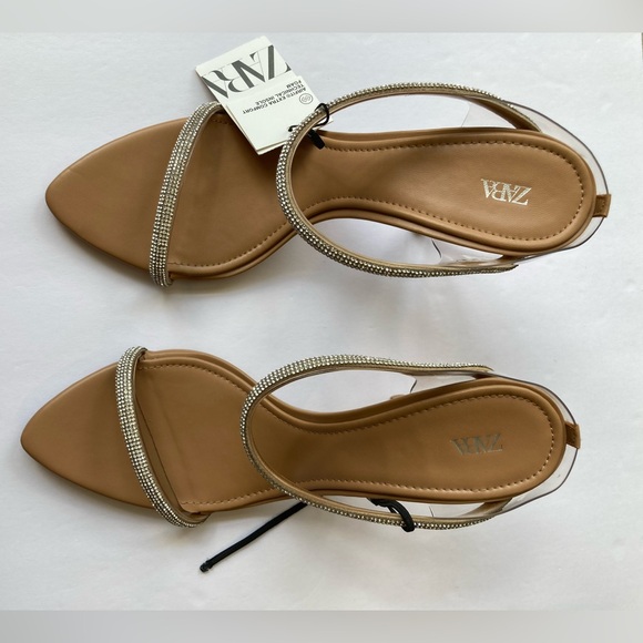 ZARA HEELED SANDALS WITH RHINESTONE STRAPS - Picture 11 of 13